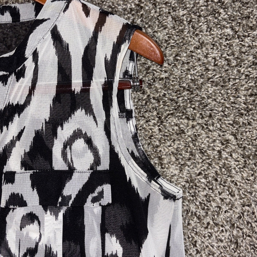International Concepts Duster Dress Womens S Black White Semi Sheer Cover up EUC - Picture 5 of 8
